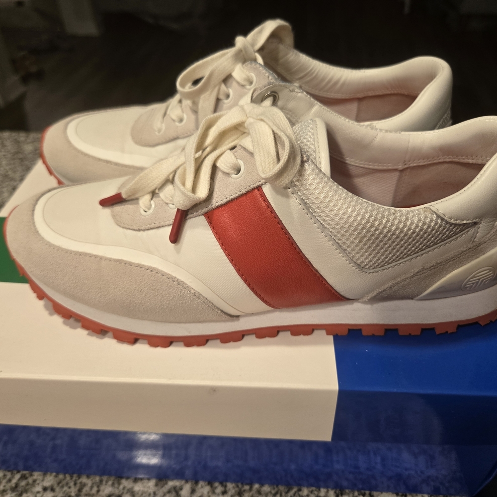 Tory Burch White and Red Sneakers